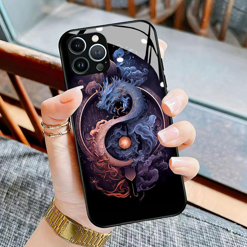Ốp lưng iphone 11 pro max rồng đẹp lung linh kính cường lực Hoka cho IP 6 7 8 plus/ X Xs max/ 11 12 13 14 pro max
