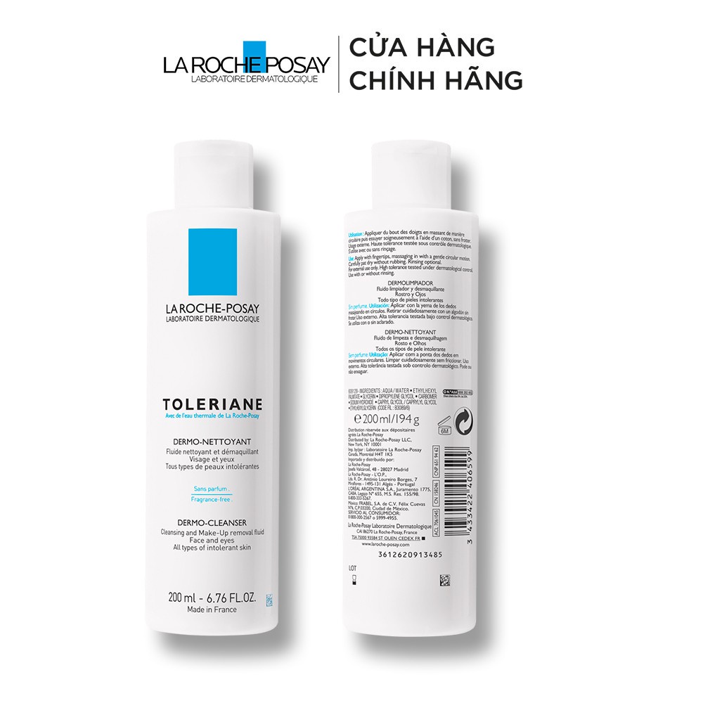 [Mã FMCGMALL -8% đơn 250K] Sữa rửa mặt và tẩy trang dành cho da nhạy cảm La Roche-Posay Toleriane Dermo-Cleanser 200ml | BigBuy360 - bigbuy360.vn