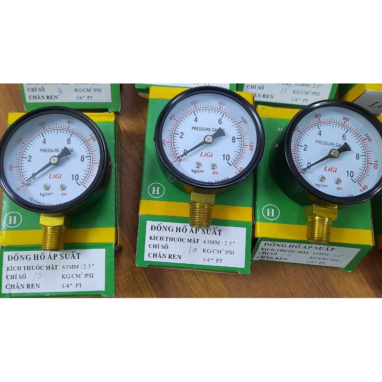 Đồng hồ đo áp suất hơi mặt 63 mm