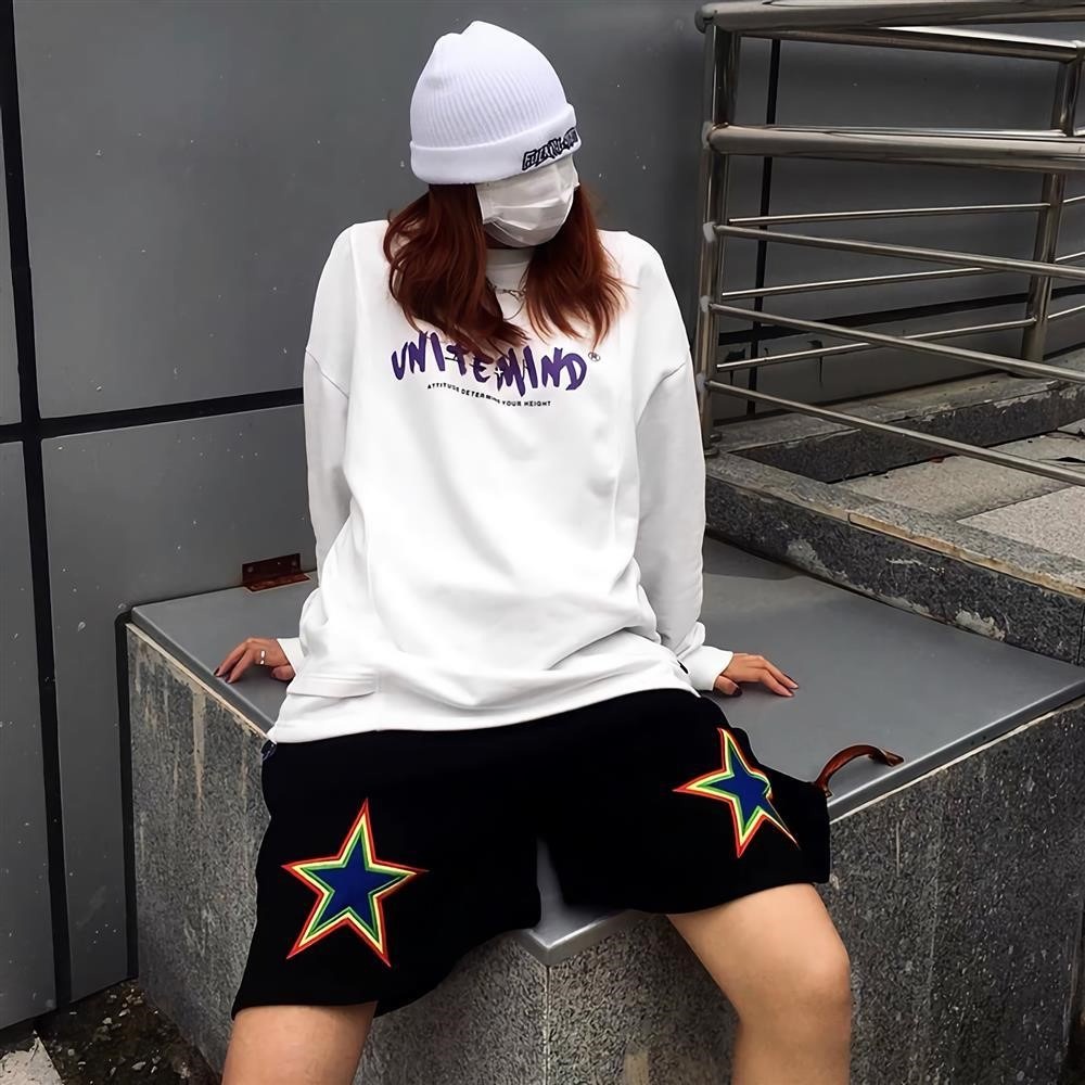 Quần Short Ống Rộng Phong Cách Hip Hop Đường Phố Mỹ 【ZHELIHANGFEI】 / star Cho Nữ
