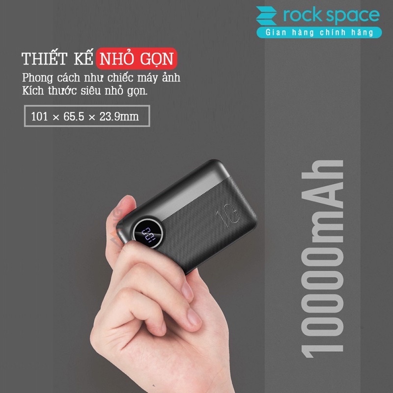 Sạc dự phòng mini ROCK P75 PRO 10.000mAh nhỏ gọn siêu trâu