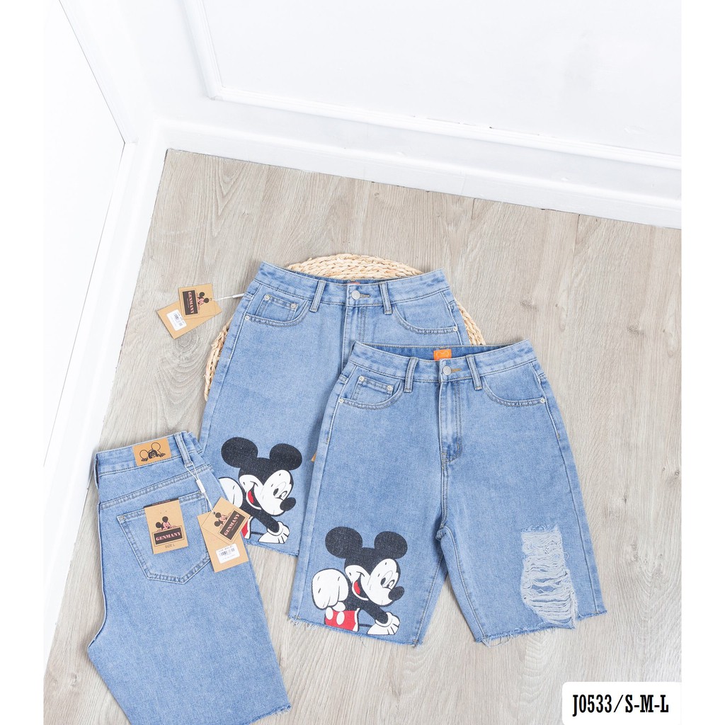Quần Ngố Jean 1 Nút Hình Chuột Mickey J0533 - Jeany