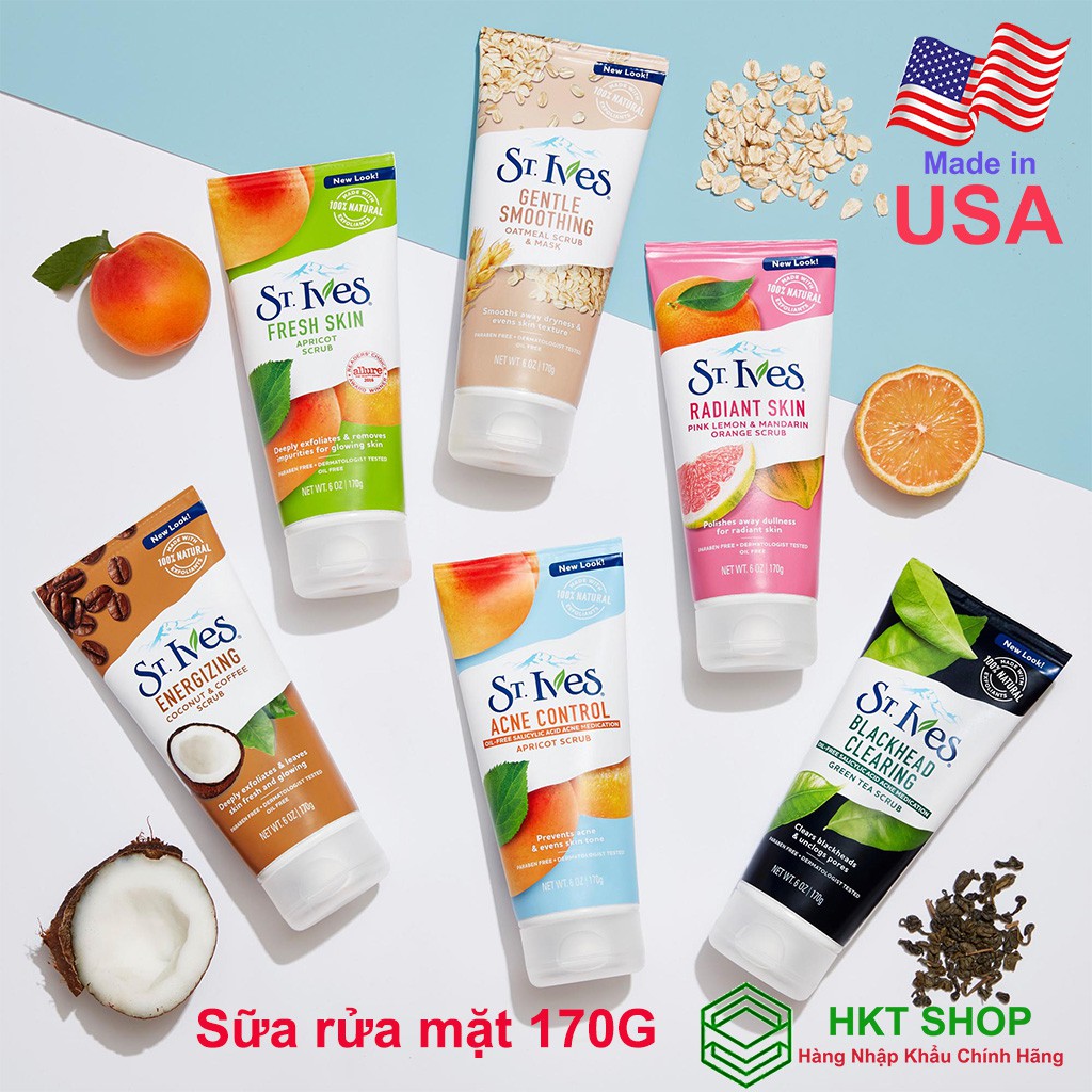 Sữa rửa mặt St.Ives tẩy tế bào chết 170G - HKT Shop