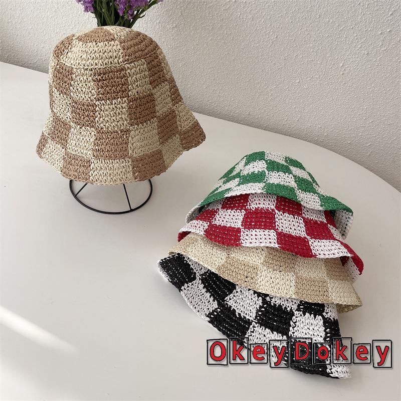 Nón Vành Đan Len Họa Tiết Caro Thời Trang Cho Nữ