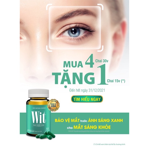 Wit bổ mắt - Có tem tích điểm tặng quà, viên sáng mắt, dưỡng mắt, giảm cận thị, khô mắt, viễn thị, loạn thị