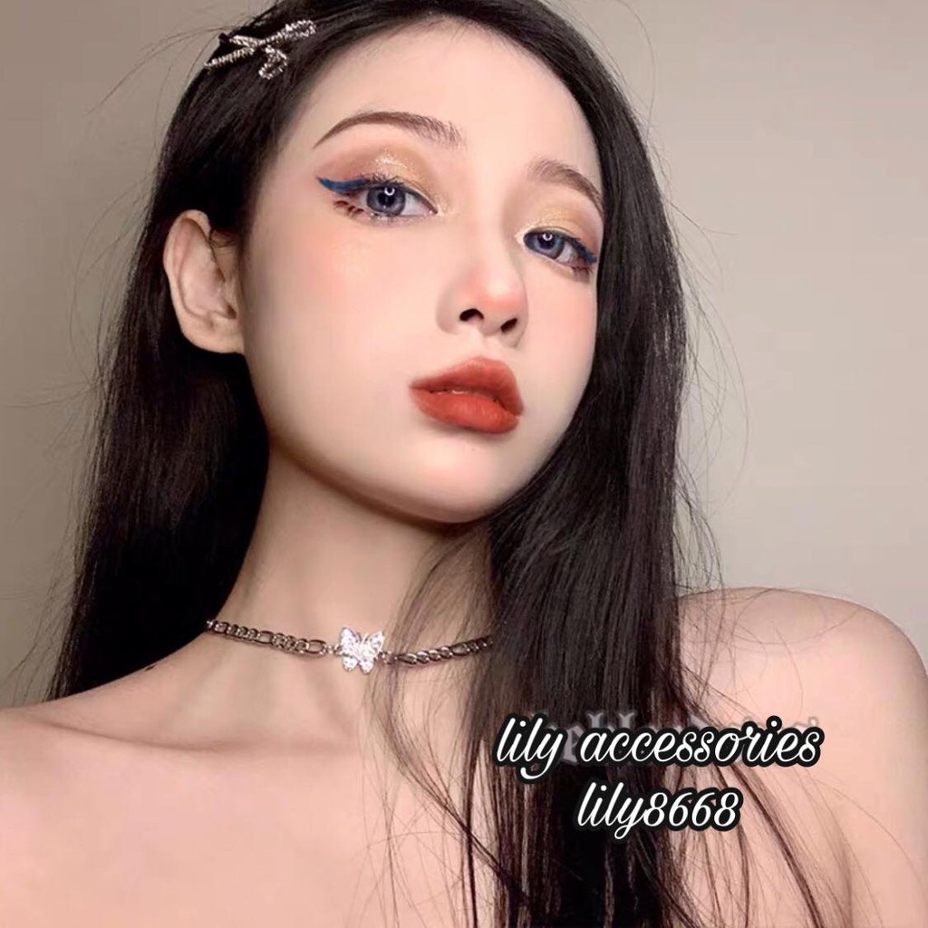 Chain Necklace dây chuyền vòng cổ choker hình bướm đính kim
