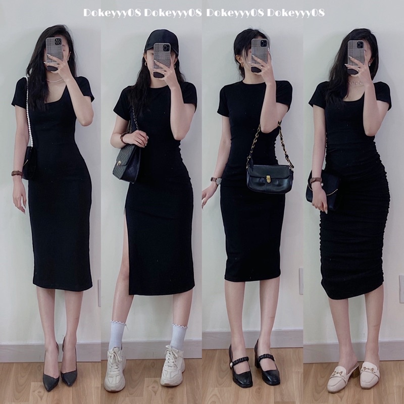 Váy body chất cotton co giãn dáng dài