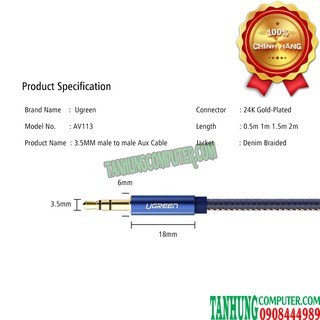 Cáp AUX 3.5mm dài 1M UGREEN 40402