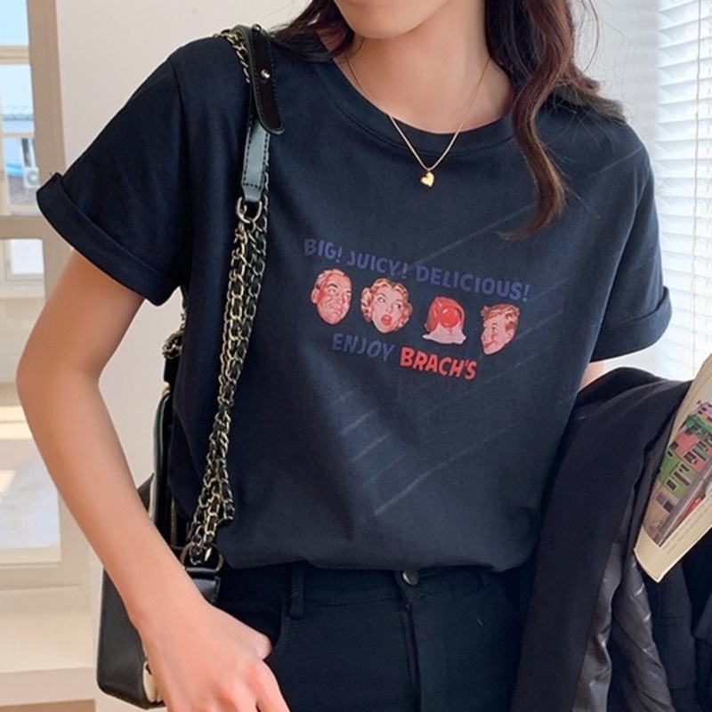 Áo Thun Ngắn Tay In Hình Cá Tính Thời Trang 165282  Áo Thun Cotton Thiết Kế Đơn Giản Dễ Phối Đồ Thời Trang Mùa Hè Năng Động