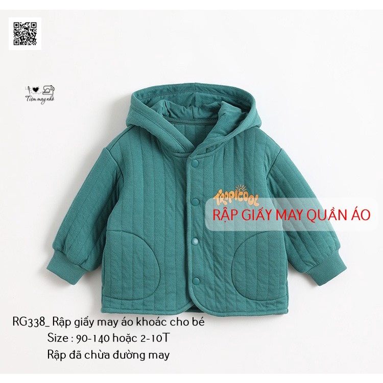 RG338_Rập giấy may áo khoác có mũ cho bé