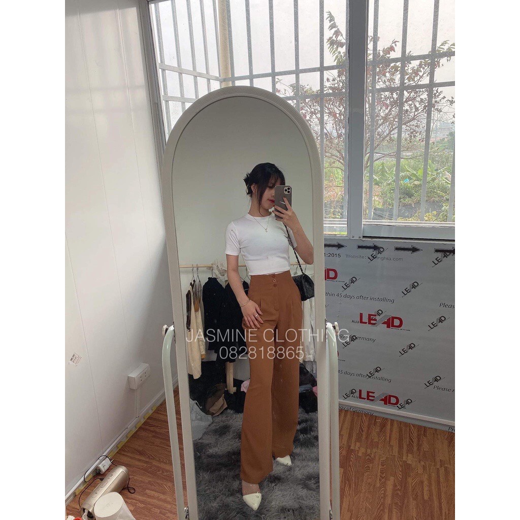 Quần Ống Suông Rộng Cạp Cao 3 Cúc - Quần ống Rộng Culothes Cạp Cao  3 cúc-mã 99
