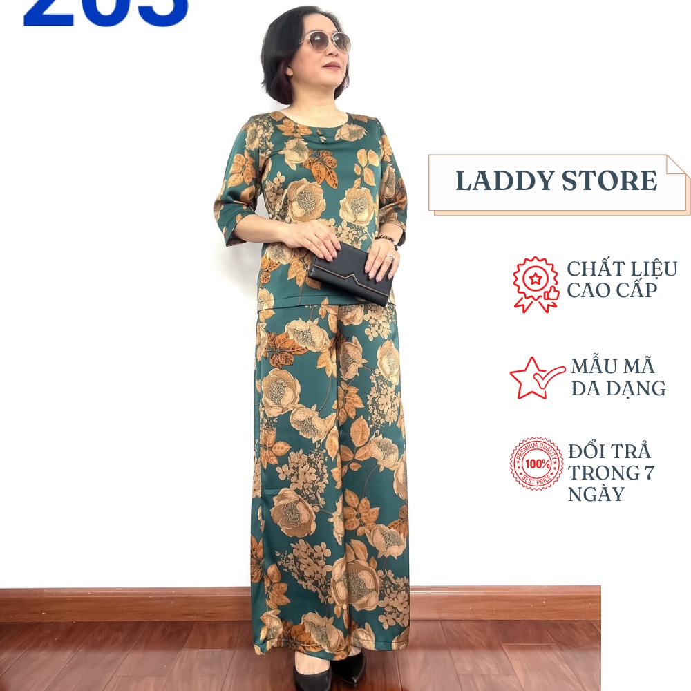 Quần Áo Trung Niên Cho Mẹ Bộ Lụa Satin Tay Lỡ Kiểu Dáng Sang Trọng Phù Hợp Với Độ Tuổi Từ 50 tới 70 - Laddy Store