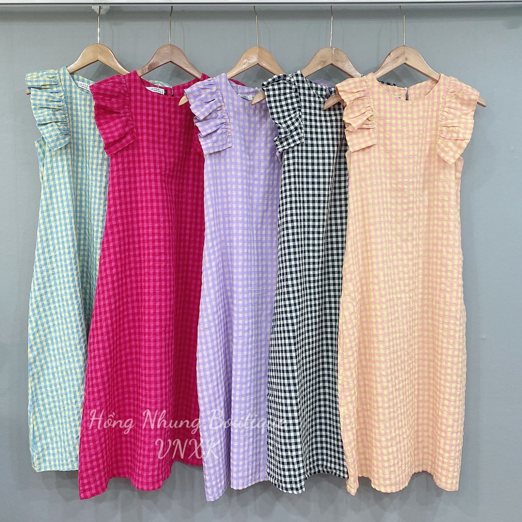 Váy kẻ caro tay cánh tiên Váy kẻ 5 màu