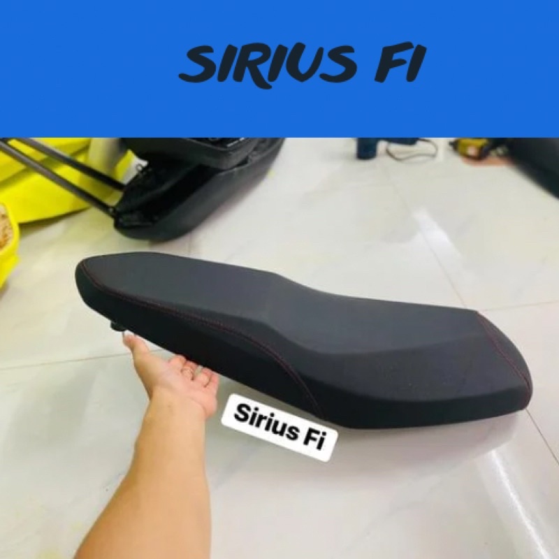 Yên xe Sirius Fi gọt góc cạnh 2 tầng + da xịn 4 chiều may phối chỉ Đỏ