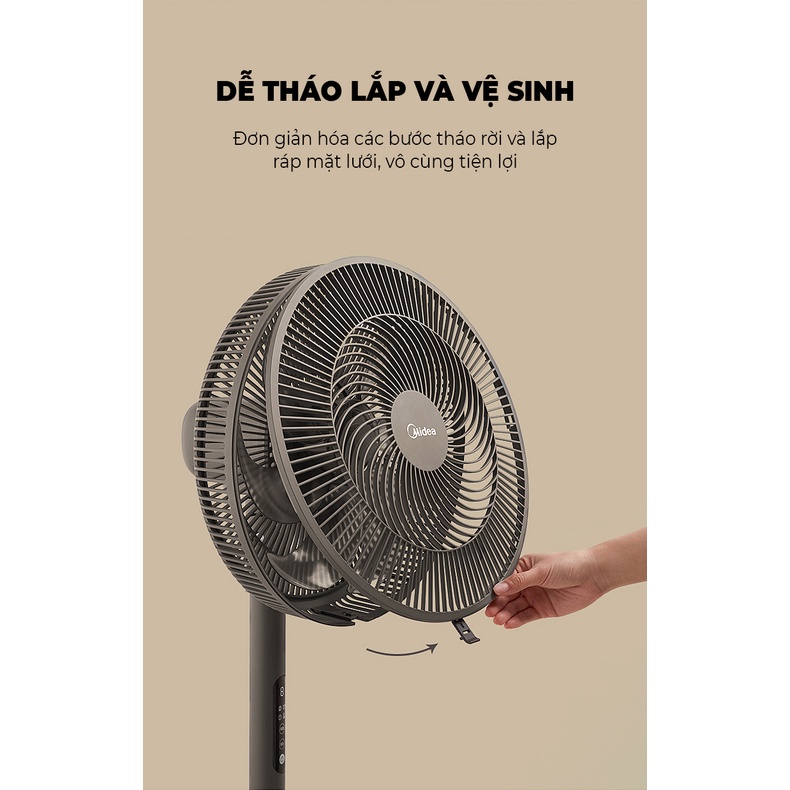 Quạt cây MIDEA SAD35EZ màu nâu cafe mới Tự tăng giảm theo nhiệt độ phòng Có điều khiển đi kèm