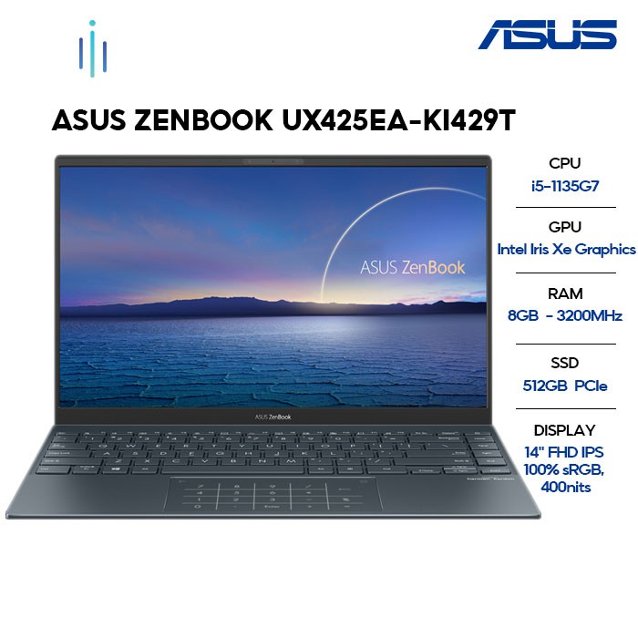 Laptop ASUS ZenBook UX425EA-KI429T i5-1135G7 | 8GB | 512GB | Intel Iris Xe Graphics | 14' FHD | Win 10