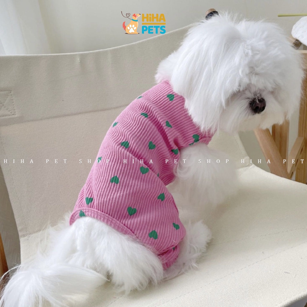 Quần Áo Cho Chó Mèo 4 Chân Chất Liệu Thun Cotton Quần Áo Thú Cưng Jump Hình Tim Dễ Thương Hihapet.