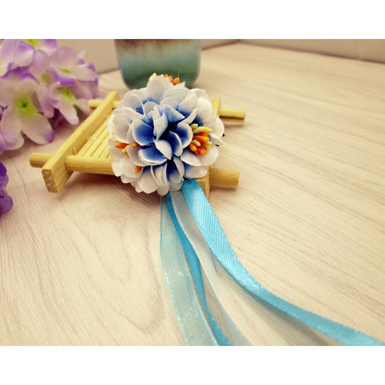 Cài tóc cổ trang bông hoa lụa rơi dài cosplay