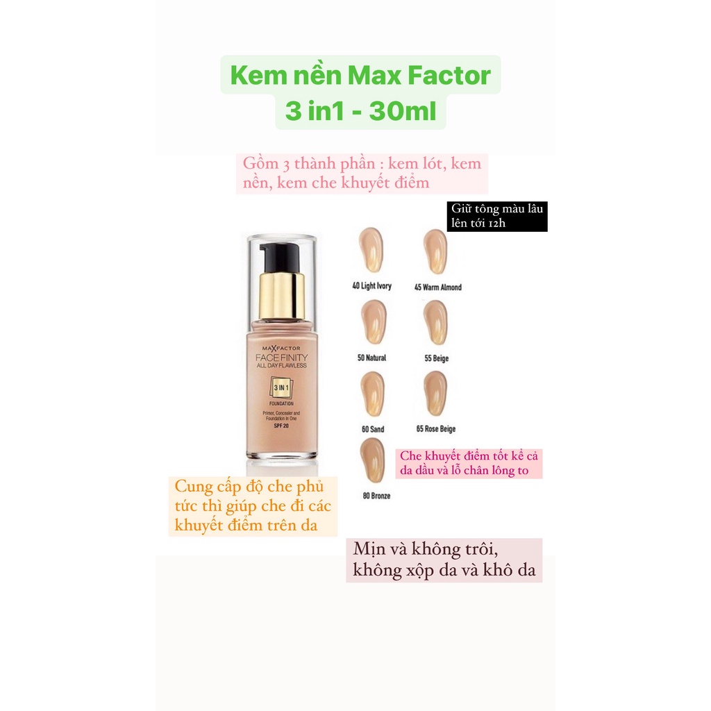 Kem nền MAX FACTOR 3in1 - 30ml | BigBuy360 - bigbuy360.vn