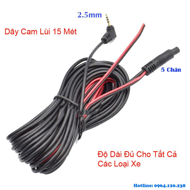 Dây Tín Hiệu 15M Cho Camera Lùi - Dây Tín Hiệu Cho Camera Hành Trình ( Loại 5 Chân )