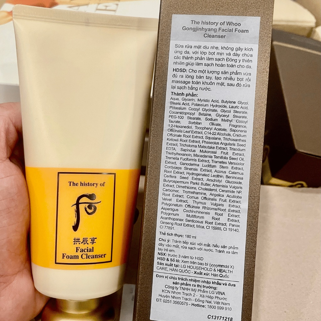 [Sale - Chính Hãng LGVINA] Sửa rửa mặt cao cấp tinh chất nhân sâm WHOO Gongjinhyang làm sạch và cấp ẩm 180ml | BigBuy360 - bigbuy360.vn