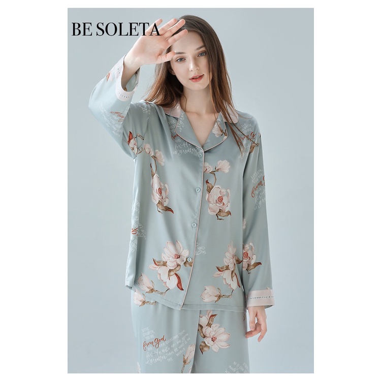 Bộ Pyjama lụa Be Soleta dài tay B22