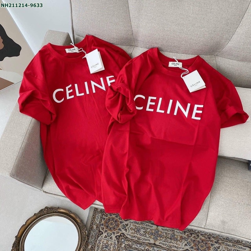 [GIÁ HUỶ DIỆT] Áo Phông Tay Lỡ CELINE Unisex Nam Nữ Màu Đỏ Mặc Tết- Áo Thun Tay Lỡ Ulzzang Form Rộng Unisex