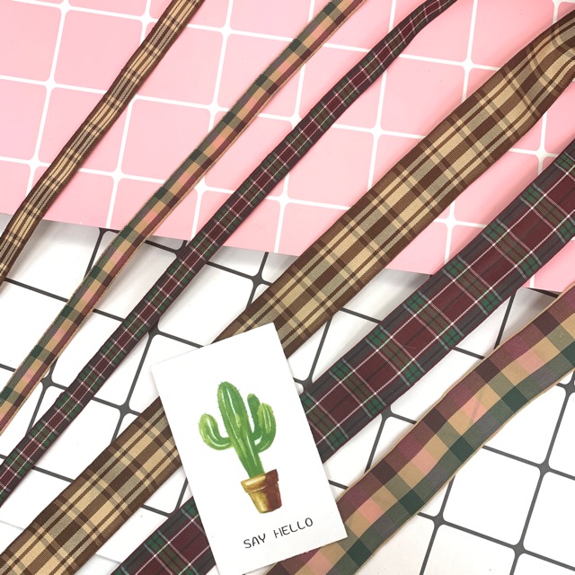 Ruy băng kẻ caro bản 1cm và 2.5cm (8 mẫu)