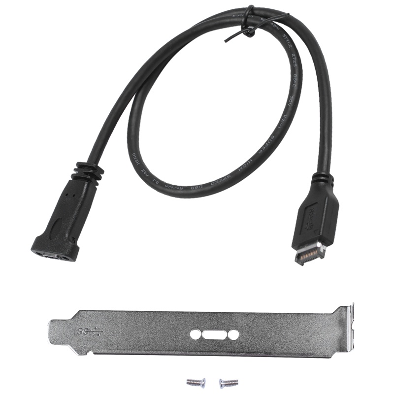 50Cm Usb 3.1 Front Panel Header Type-E To Usb-C Type C Female Connector Extension Wire Cable With Panel Mount Screw