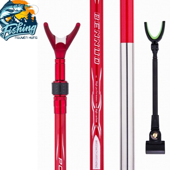 Chống Cần Câu Đài Gác Cần Câu Đài Bennuo chất liệu Carbon có thể thu gọn cao cấp màu đỏ KK-14
