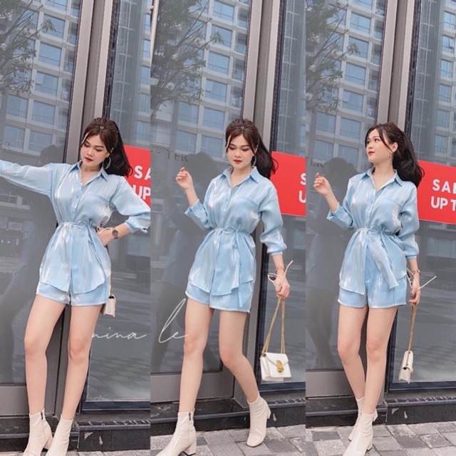 🍀SET SƠ MI XANH + QUẦN SHORT