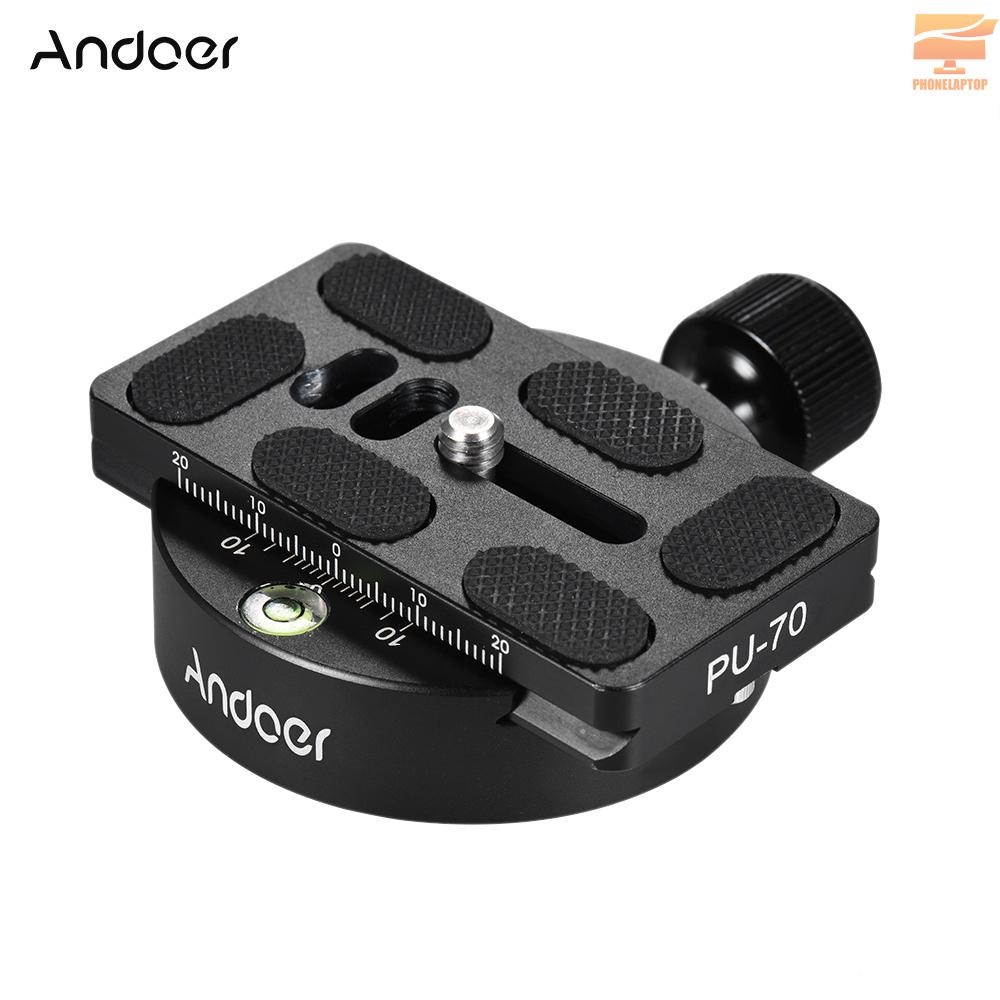 Lapt Andoer KZ-40 Universal Aluminum Alloy Tripod Head Disc Clamp Adapter w/ PU-70 Quick Release Plate Compatible for Arca Swiss