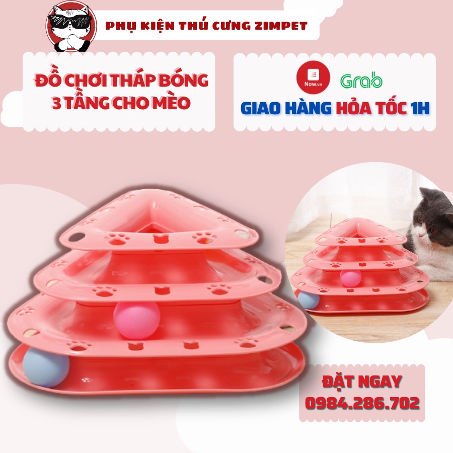 Đồ chơi tháp mèo 3 tầng - giúp mèo thư giãn