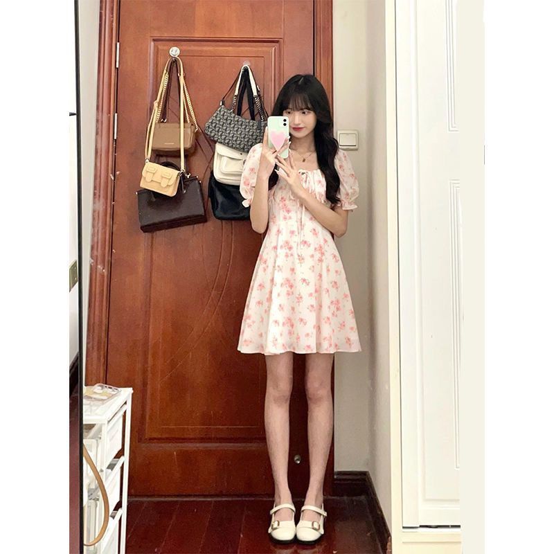 Đầm Hoa Dáng Chữ A Cột Dây Thời Trang Mùa Hè Mới Trẻ Trung Cho Nữ