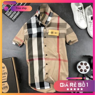Áo Sơ Mi Nam Ngắn Tay BBR Vải Cotton Thoáng Mát Cao Cấp Kèm Hộp