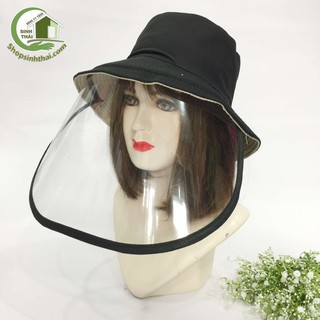 Nón mũ chống giọt bắn nước bọt - nón mũ có màn che kính màu đen