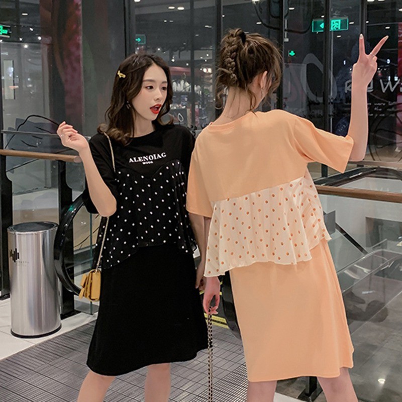 Đầm nữ phối vải chấm bi xinh xắn