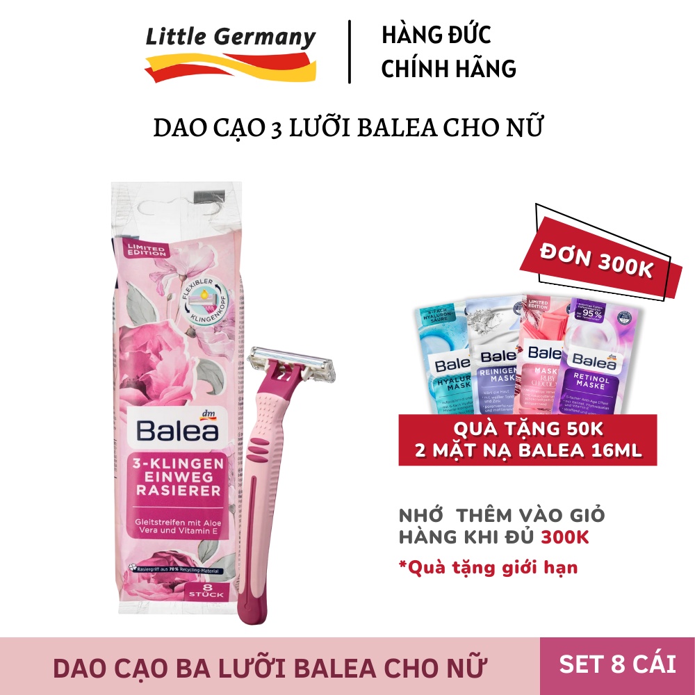 Dao Cạo Balea Ba Lưỡi Cho Nữ - Set 8 Cái - Hàng Đức nội địa