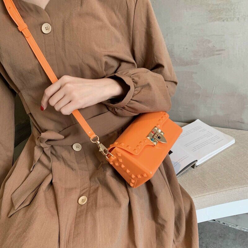 Túi silicon khoá đính đá nhiều màu siêu xinh