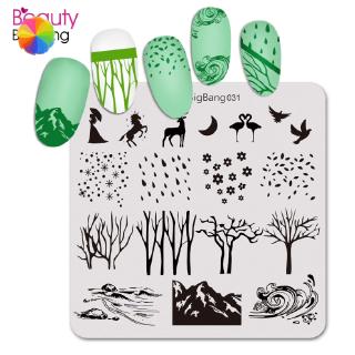 Khuôn trang trí móng nghệ thuật BEAUTYBIGBANG hình vuông 6*6CM tạo họa tiết chủ đề thiên nhiên
