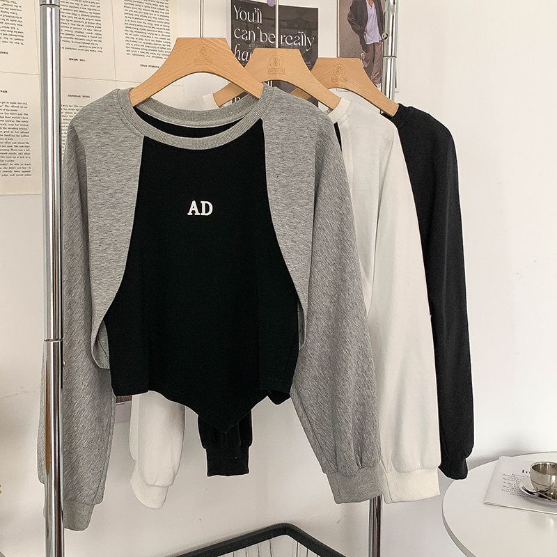 Áo Thun Tay Dài Giả Hai Lớp Thời Trang Mùa Thu Mới Cho Nữ