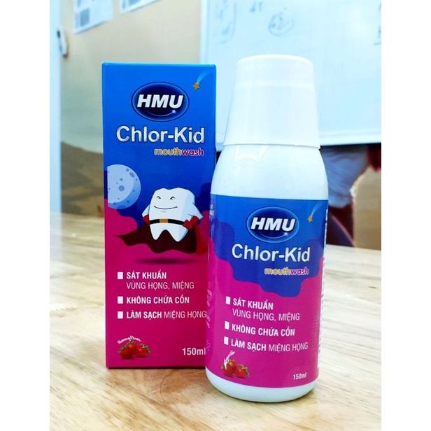 Nước súc họng HMU Chlor-kid dành cho trẻ từ 4 tuổi loại bỏ mảng bám, ngăn ngừa viêm nướu, giúp hơi thở thơm mát
