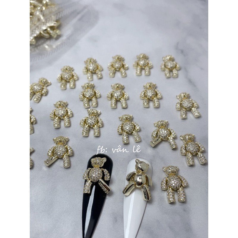 phụ kiện gấu cử động gắn móng tay nail 1 viên