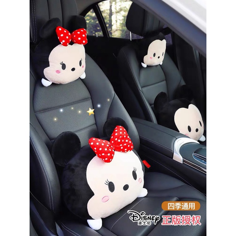 Bộ Gối Tựa Ô Tô Disney Mickey Minie Dễ Thương - Gối Cổ Tựa Eo Trên Xe Hơi