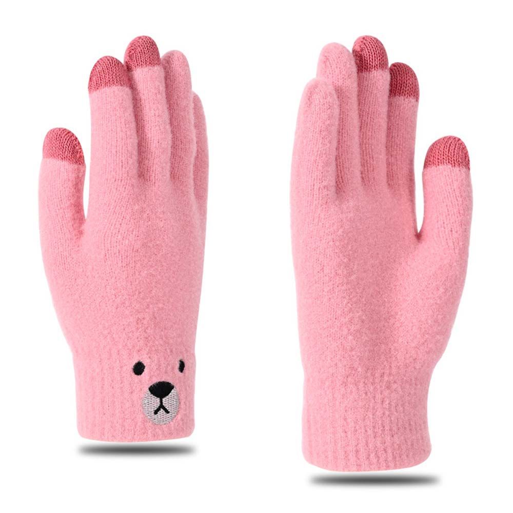 Găng tay hở ngón bằng len mềm mại dày dặn giữ ấm thiết kế đơn giản có thể dùng màn hình cảm ứng cho nữ
