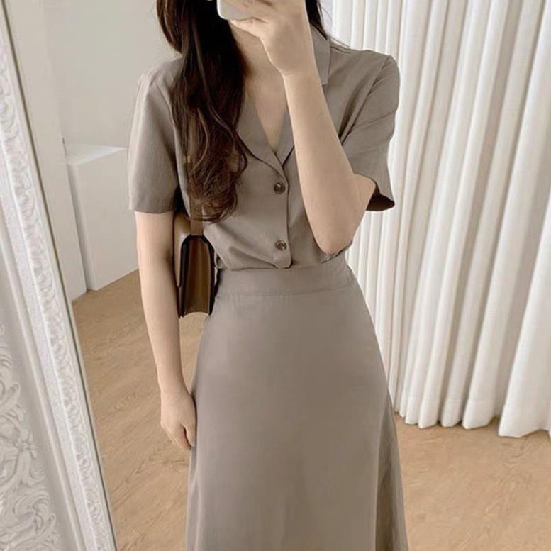 SET VEST MIX CHÂN VÁY 2 MÀU BE ĐẬM - BE NHẠT | BigBuy360 - bigbuy360.vn