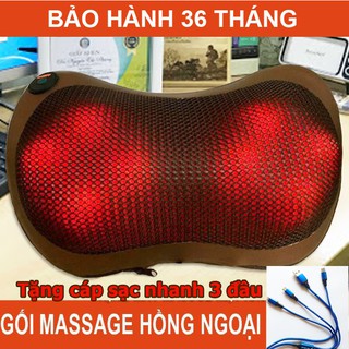 Gối massage 8 bi mát xa cao cấp - Freeship Gối massage hồng ngoại Nhật Bản mẫu mới 2021