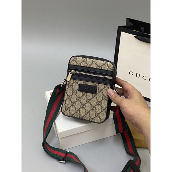 Túi đeo chéo nam - nữ hoạ tiết vân chữ Gc nâu hàng cao cấp 1:1 Fullbox new