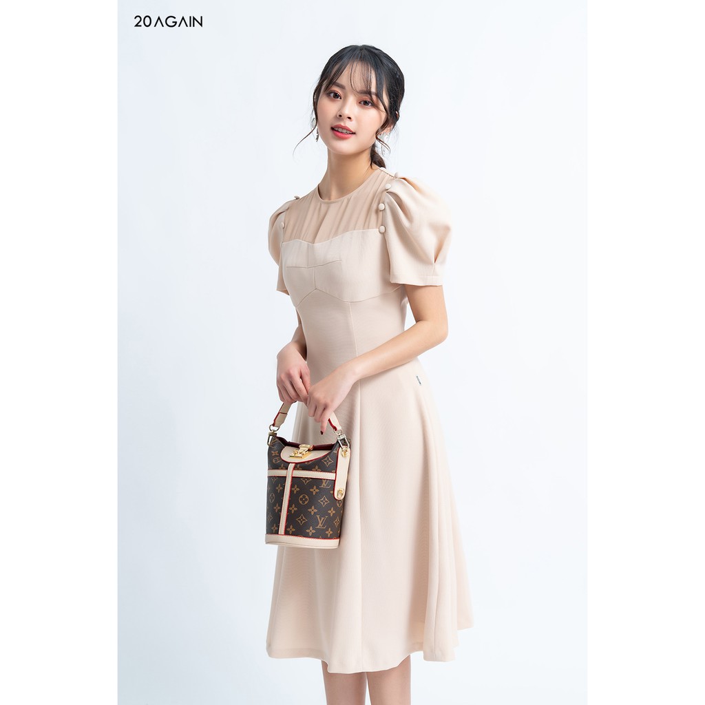 Đầm vải ngắn tay tay bồng phối ngực - 20 AGAIN - DEA0842 | BigBuy360 - bigbuy360.vn