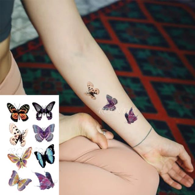 Hình xăm bướm j30. Xăm dán tatoo mini tạm thời, size &lt;10x6cm